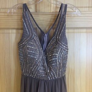 Grey Bedazzles Prom Dress